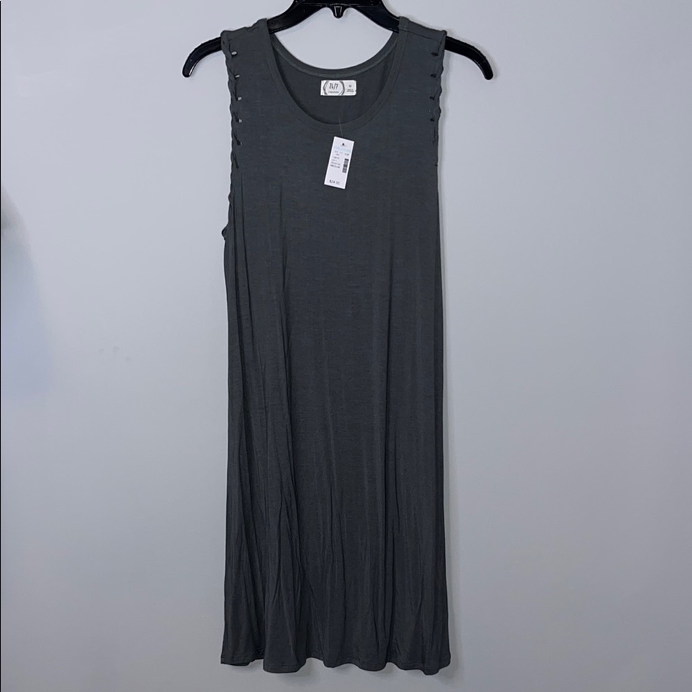 Maurices Gray Sheath Midi Dress Scoop Neck Sleeveless